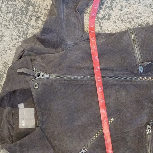 Asos Cloud grey suede biker jacket 0 XS - Picture 13 of 16